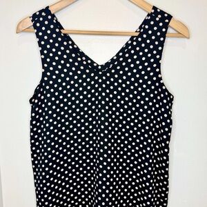 Ann Taylor Factory Black Polka Dot V Neck Sleeveless Blouse X SMALL